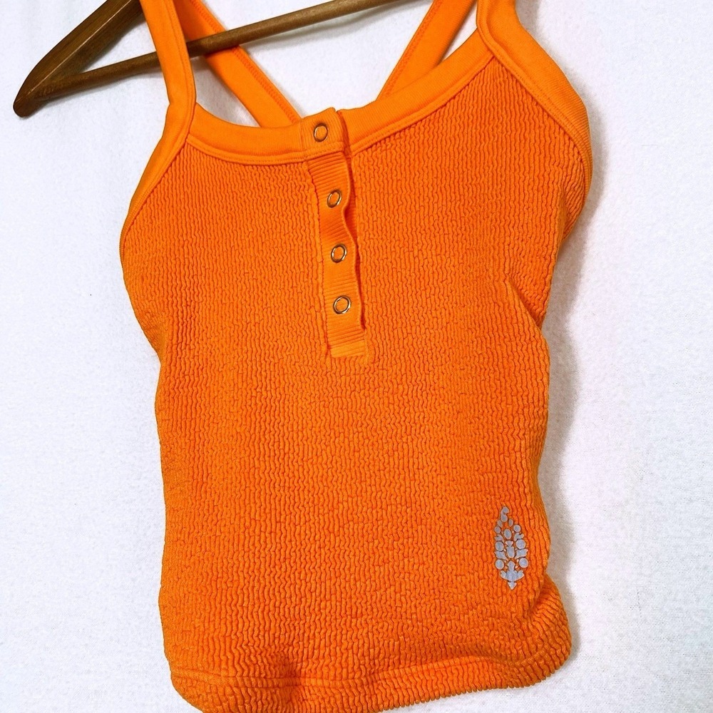 NWT Free People Movement XS Tank Top Henley Crop Ribbed Coastal Boho Chic Sporty - Picture 3 of 6